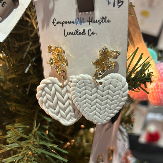 Clay heart earrings