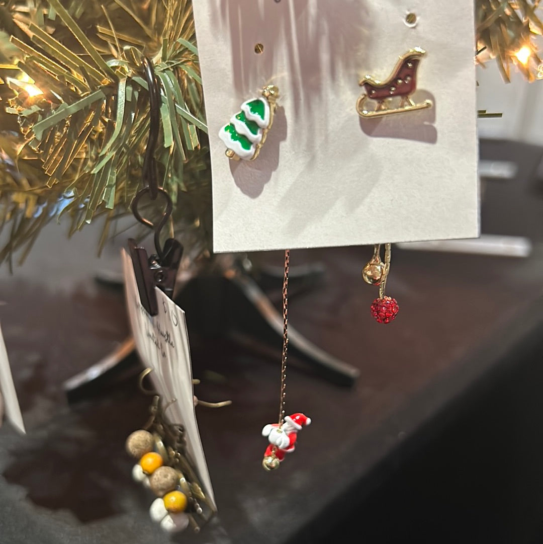 Climbing Santa & sleigh earrings