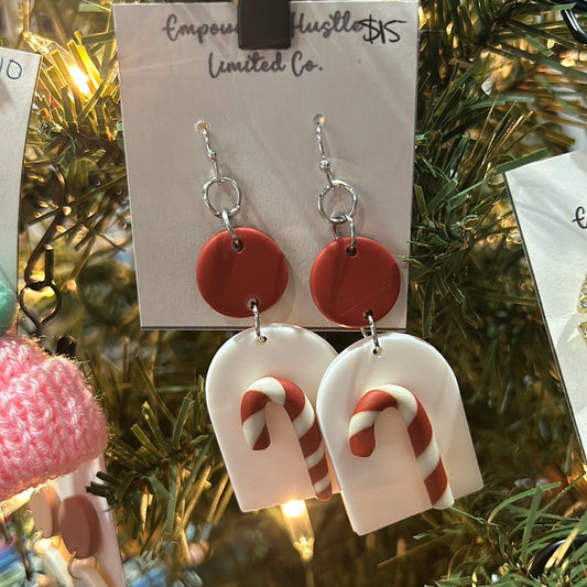 Clay candy cane earrings