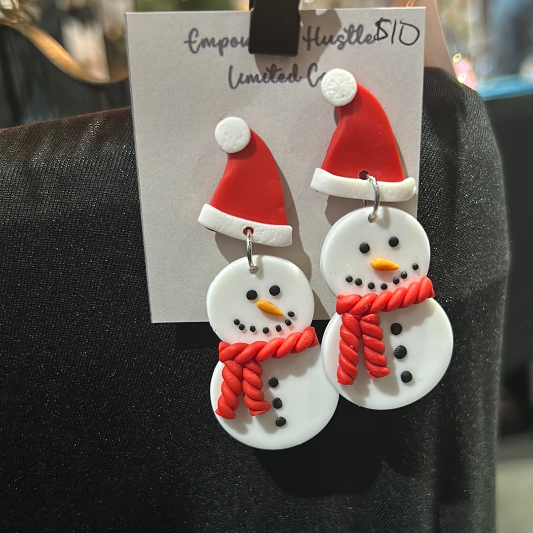 Snow man clay earrings